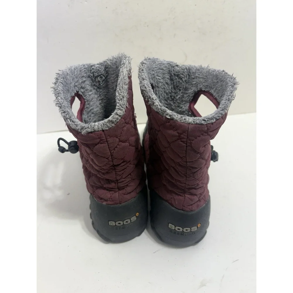 Bogs B-Moc Quilted Puff‎ Womens Faux Fur Lined Winter Snow Boots Wine Red Size 8